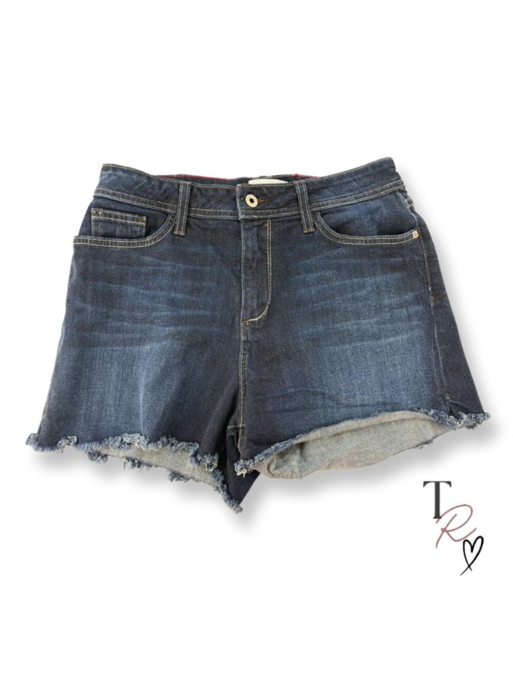 FRAN Denim Ruby Cutoff Stretch Jean Shorts Raw Hem Dark Wash Size 30